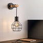 Vegglampe i svart jern og tre – E27