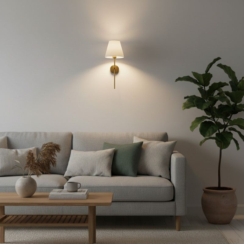 Vegglampe E27 med stoffskjerm – Moderne nattlampe