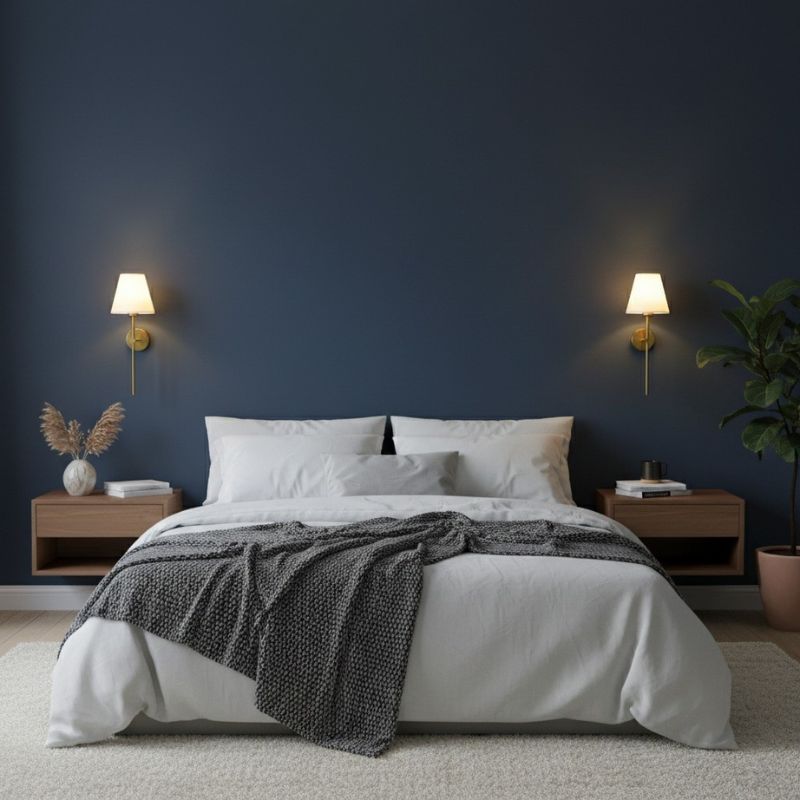 Vegglampe E27 med stoffskjerm – Moderne nattlampe